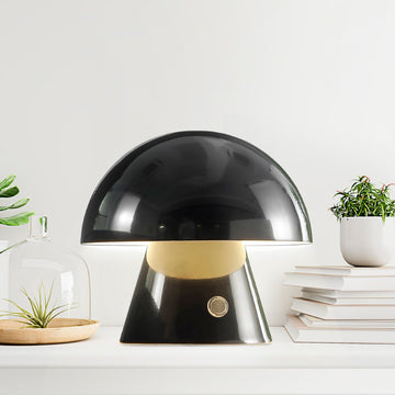 Porcini 7" Contemporary Bohemian Rechargeable/Cordless Iron Integrated LED Mushroom Table Lamp - JONATHAN Y
